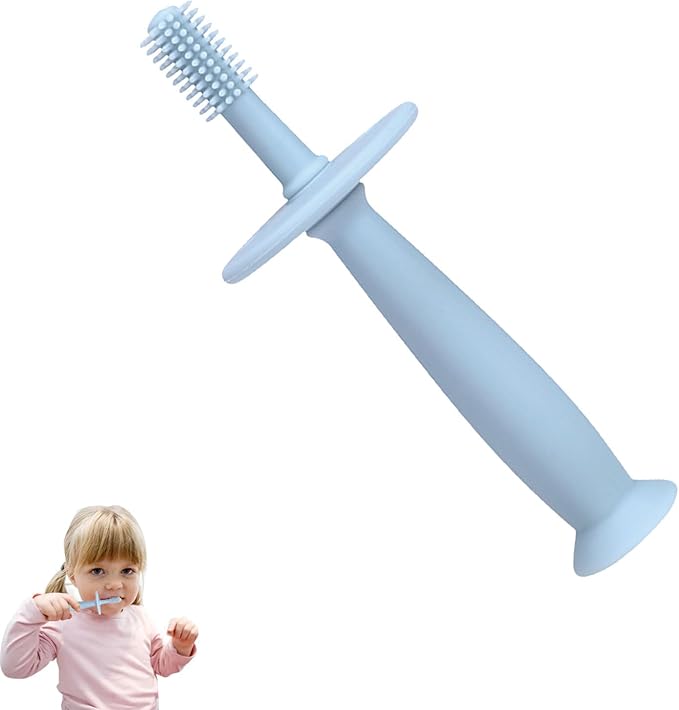 Infant Toothbrush – 360° Baby Toothbrush, Suction Base | Soft Silicone Teether, Toddler Gum Massager, Teething Pacifier Accessory, Baby Care Tool, Gentle Bristle Training Brush, Ergonomic Babys