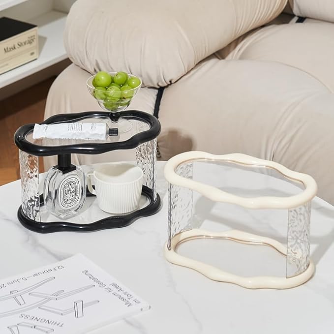 Bathroom Countertop Organizer, 2 Tier Bathroom Organizer and Storage, Acrylic Vanity Organizer Standing Holder Shelf, Perfume Makeup Skincare Cosmetic Desk Organizer for Bedroom Dressing Table, Black