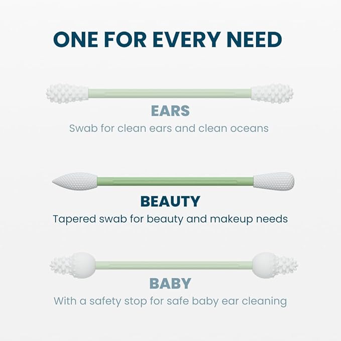 LastSwab® Reusable Cotton Swabs for Gentle and Eco-Friendly Beauty Routines - The Sustainable Alternative to Single-Use Q Tips - Zero Waste & Easy to Clean - Comes with a Convenient Travel Case Holder