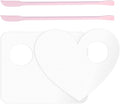 LuckyOpt Makeup Mixing Palette Spatula Set, 2PCS Mini Acrylic Makeup Palette & 2PCS Silicone Skincare Spatula, Cream Foundation Palette for Mixing and Save Cosmetics (Pink,Square+Heart)