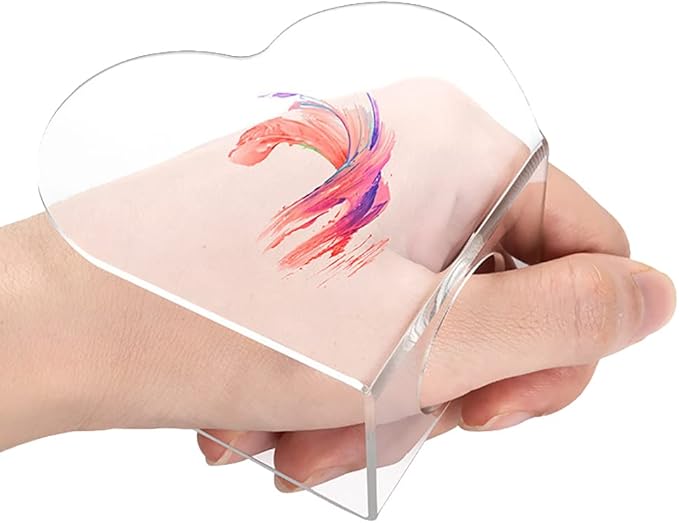ccHuDE 2 Pcs Clear Acrylic Nail Art Palettes Heart Shaped Nail Painting Plate Makeup Hand Palette Professional Cosmetic Mixing Palette for Beauty Salon