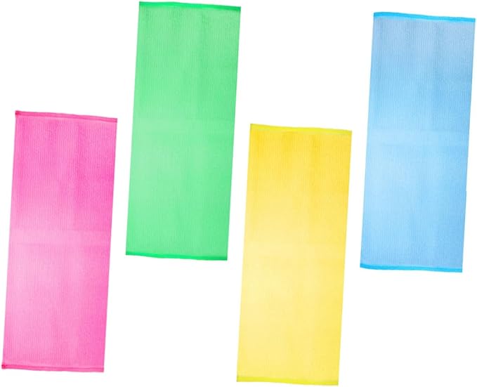 GALPADA 4pcs Exfoliating Shower Scrubber Back Washer Strap for for Hard Reach Areas Comfortable and Flexible Bath Accessory for All Skin Types