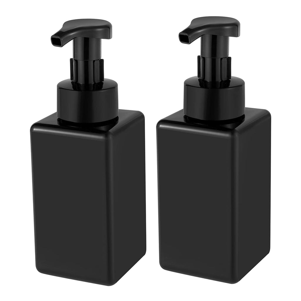 Foaming Soap Dispenser, 15oz Plastic Refillable Pump Bottle, 2 Pack, Black