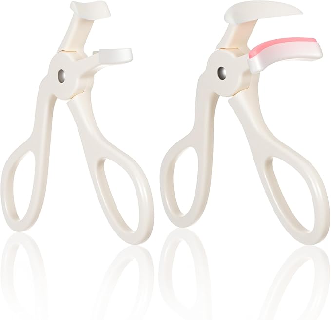 LXUEJIE 2 Style Eyelash Curlers, Plastic Eyelash Curler, Premium Cute Small Eye Lash Curler for No Pinching or Pulling Lash, Professional Makeup Tool for Eyelashes for Long Lasting (White)