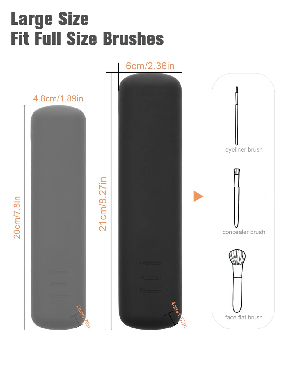 FERYES Large Travel Makeup Brush Holder, Magnetic Anti-fall Out Silicon Portable Cosmetic Face Brushes Holder, Soft and Sleek Makeup Tools Organizer for Travel- (8.27 * 2.36 * 1.57)