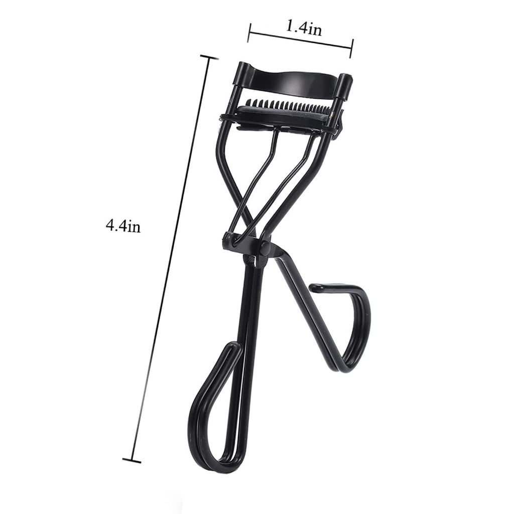 Uranian Eyelash Curlers with Built-in Comb Beauty Eyelashes Curlers Eyelash Cliper with 2 Replacement Silicone Refill Pads Premium Lash Curler Makeup Tool for Women and Girls (2 Black-Black Comb)