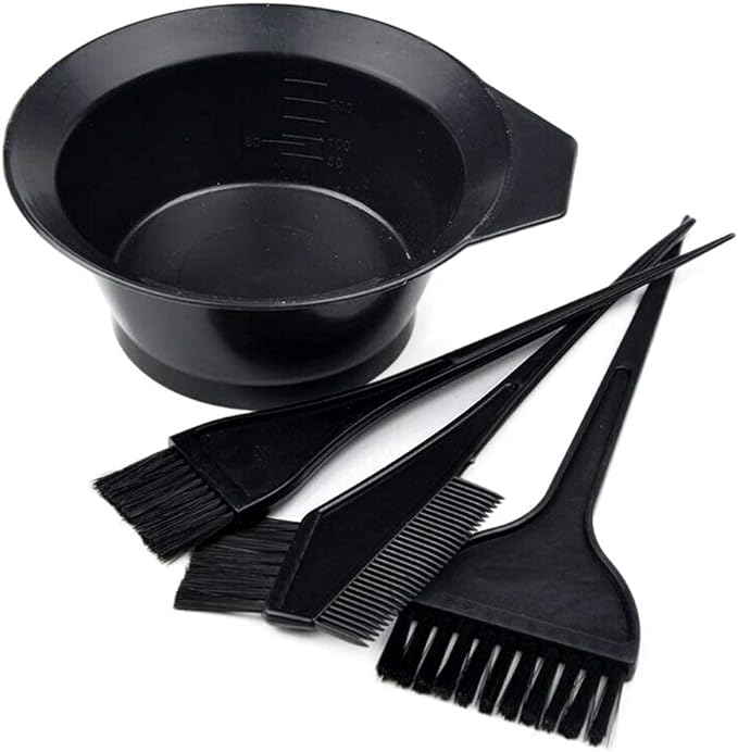 MOONMINI Hair Dye Color Brush and Bowl Set, Color Bowl Brushes Tool Mixing Bowl Kit Tint Comb for Hair Tint Dying Coloring Applicator (Black)