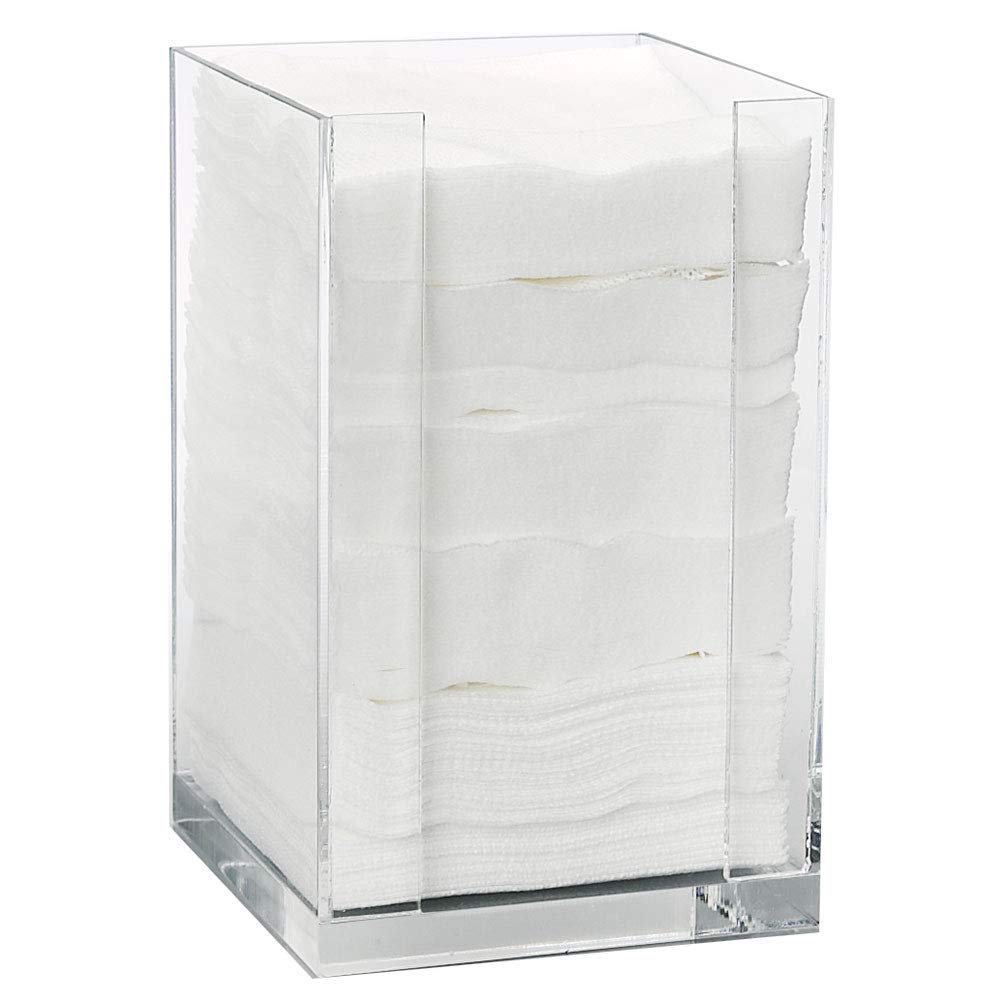 ForPro Square Pad Dispenser - Clear, Acrylic, Open Sides and Top Dispenser - Fits 4” x 4” Cotton Pads - 7” H x 4.25” W x 4.25” L