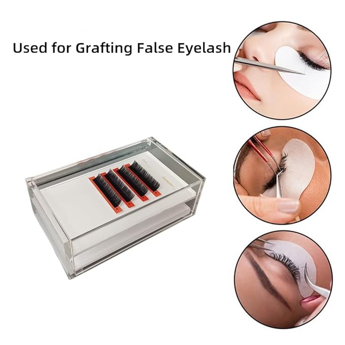 LIXIMMAZN 2 Layers Acrylic Eyelash Pallet Organizer Box, Grafting Eyelash Clear Makeup Display Container for False lashes Transparent Storage Case (White)