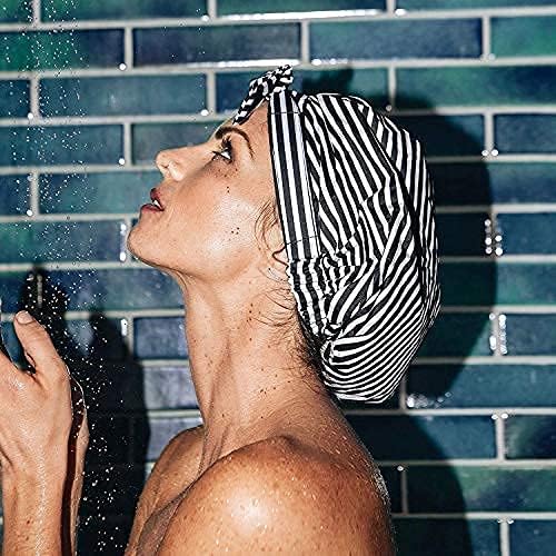 Kitsch Luxury Large Shower Cap for Women - Stripe