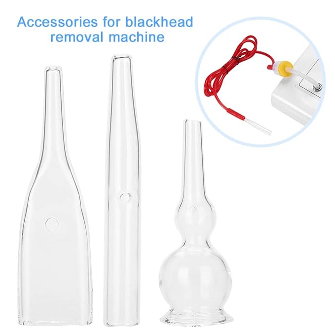 Nikou Vacuum Glass Tube, 3 Pcs Glass Pipes for Vacuum Face Cleanser Blackhead Removal Machine Accessories Deep Pore Cleaning Tools, Compatible with Most Suction Beauty Devices