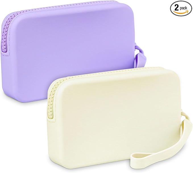 Silicone Period Bags, 2 Pcs Tampon Pouch with Zipper and Handle, Sanitary Napkin Holder for Purse, Keeping Discreet Feminine Products