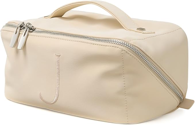 EACHY Personalized Makeup Bag, Travel Cosmetic Bags for Women with Zipper & Handle, Christmas or Birthday Gift for Mom, Wife and Friends