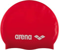 Arena Classic Unisex Soft Silicone Swim Cap for Women and Men, Intensive Training and Racing Comfortable Non-Slip Long Hair Swimming Hat, Red/White