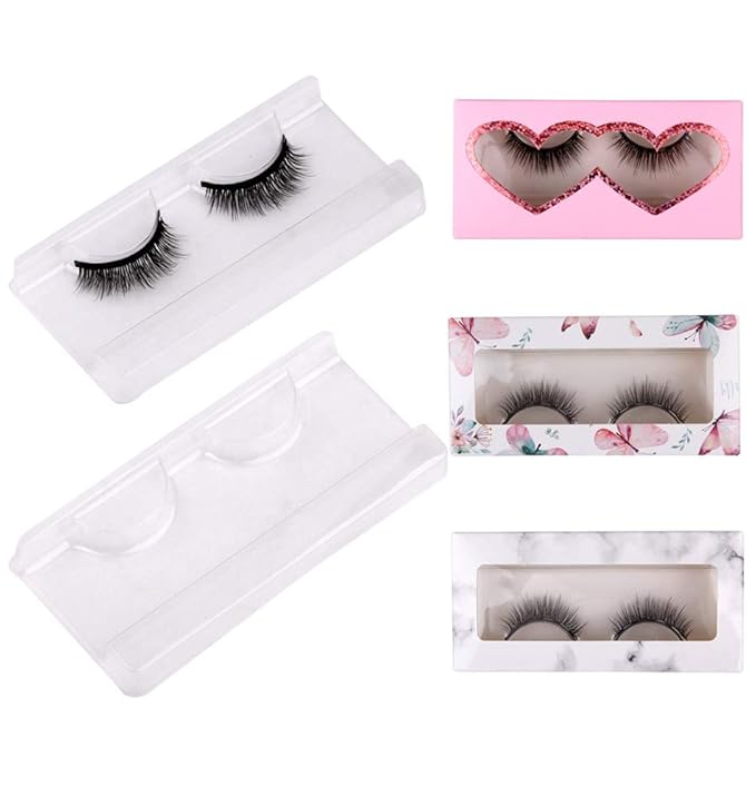 Healthcom 50 Pieces 25mm Rectangle Plastic Eyelash Trays Clear Lash Trays Holder Mink Lash Trays Eye Lash Tray for False Eyelashes Packaging Box Eyelash Storage Case Cosmetic Container Beauty Salons