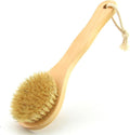HiKin 9.84 Inch Dry Body Brush Back Scrubber, Wooden Short Handle Natural Bristles Bath & Shower Brush.