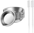 ccHuDE 12 Pcs Stainless Steel Paint Trays Small Round Metal Palette Makeup Cosmetic Mixing Palette with 2 Pcs Plastic Pipettes for Artist Watercolors