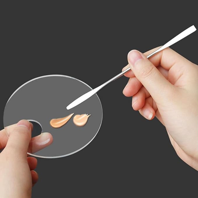 Mcduyant 2 Pcs Acrylic Makeup Palette Makeup Mixing Tray with Makeup Spatula for Beauty Salon Color Cream Liquid Foundation Mixing Palette (Round)