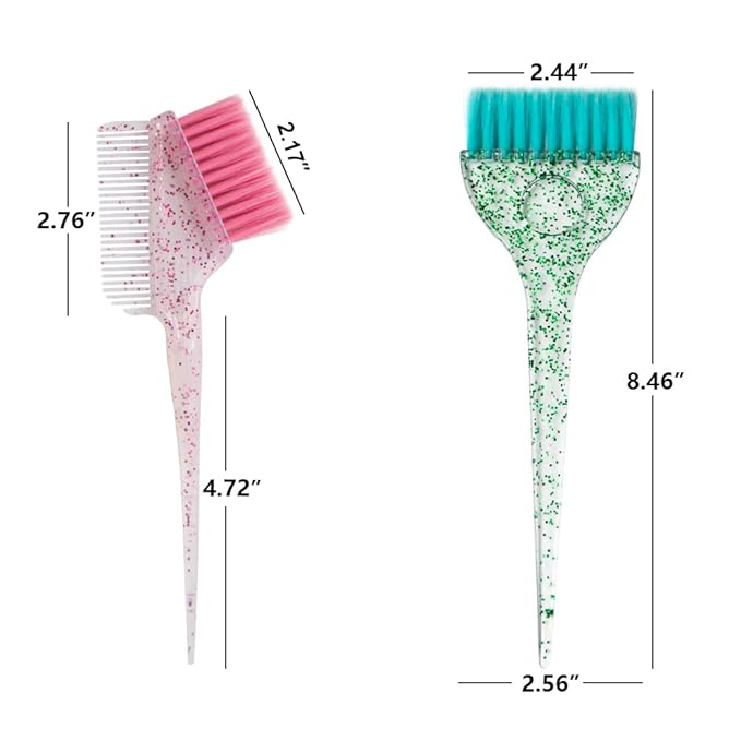 KOENWEENI Hair Dye Brushes and Combs Set, 6pcs Multicolor Glitter Hair Tint Tools Kit for Home DIY Coloring and Salon Use