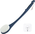 Body Back Scrubber – 17'' Long Handle Shower Brush, Durable Exfoliator for Dry & Wet Use, Deep Cleansing & Gentle Exfoliation for Smooth Skin – for Men, Women & Elderly (Navy Blue)