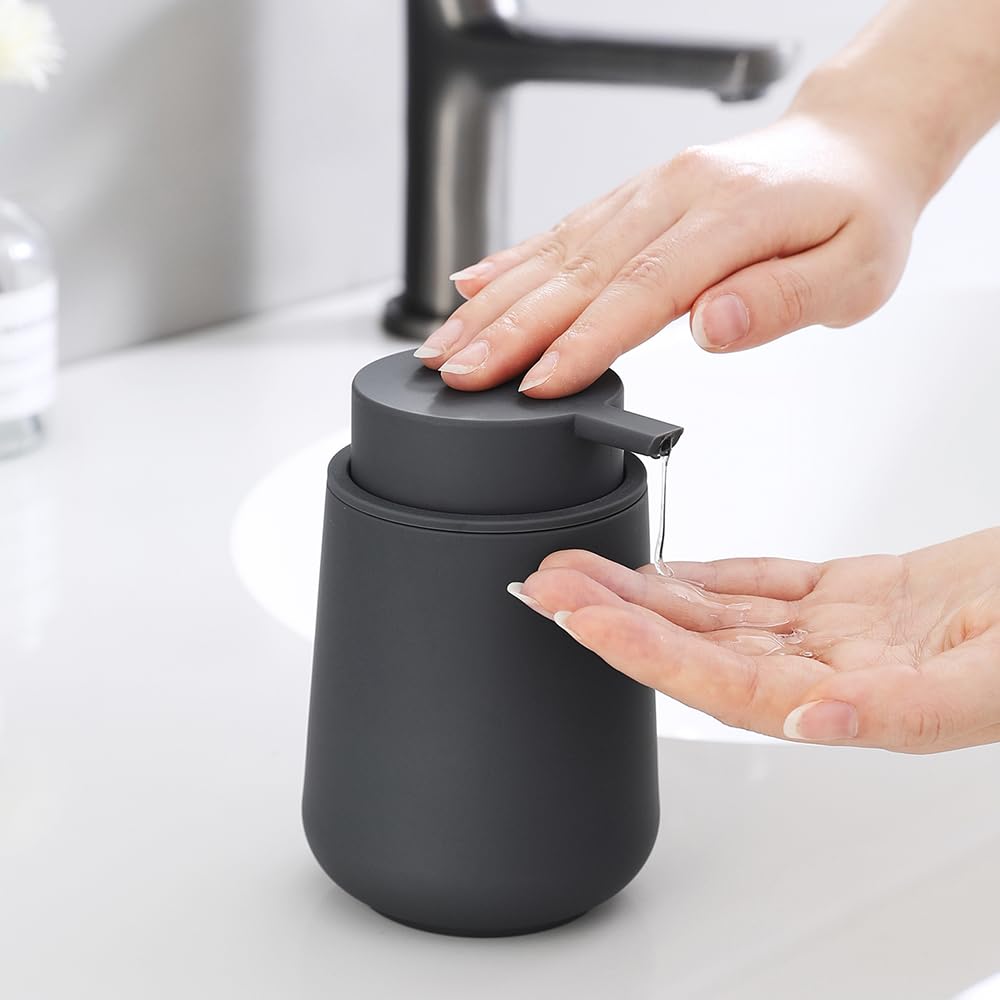 YAUKPH Matte Gray Liquid Hand Soap Dispenser Plastic