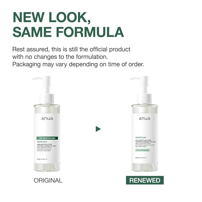 ANUA Heartleaf Pore Cleansing Oil MILD, Sensitive Skin Face Wash, Oil Cleanser for Face, Makeup Blackhead Remover, Korean Skin Care, Non-Comedogenic, Fragrance Free, 6.76 fl oz (Pack of 2)