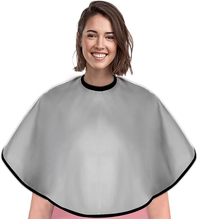 Short Barber Cape, Waterproof Nylon Salon Hair Cutting Cape, Makeup Artist Cape for Hair Dye, Comb-out, Styling, Shampoo (1
