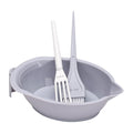 3-Piece Hair Dye Coloring Kit with Mixing Bowl, Brush, and Stirrer, Grey, for Home and Salon Use