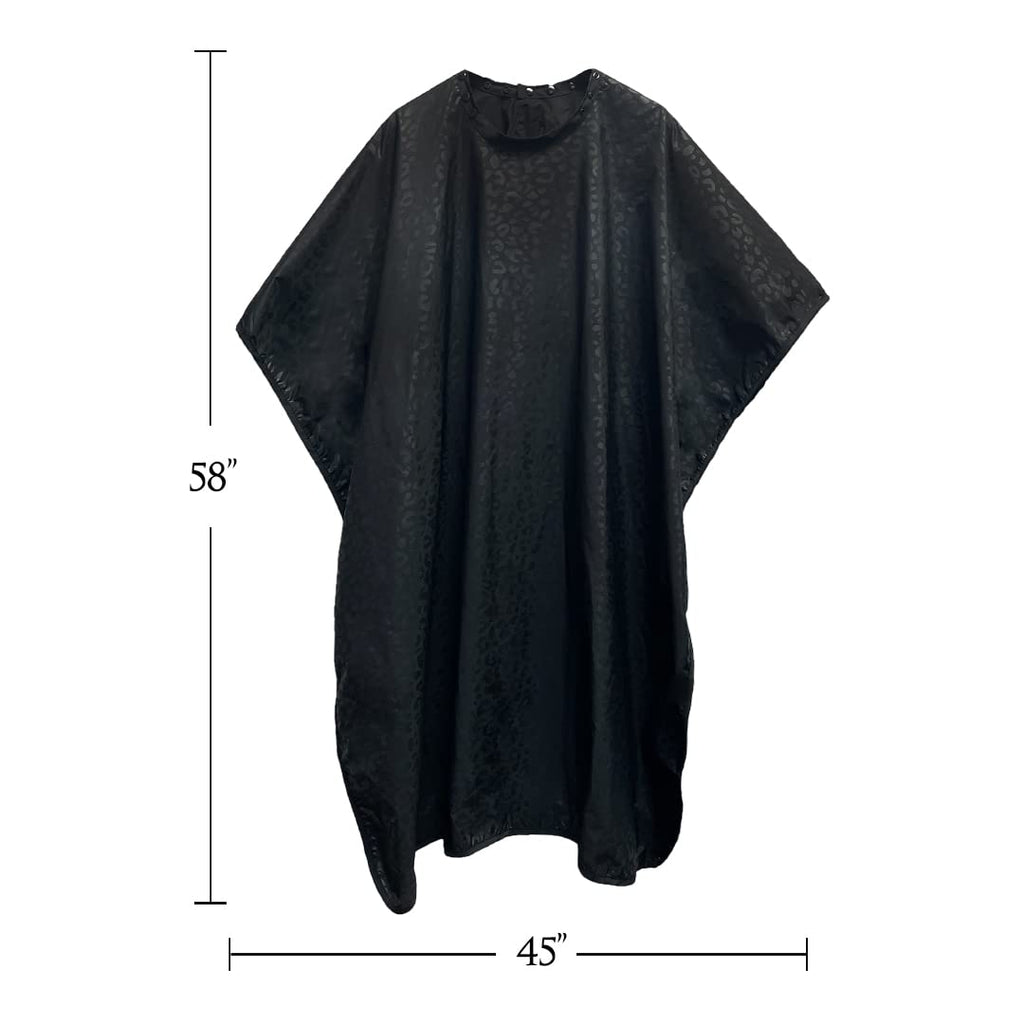 Betty Dain Black Jaguar Bleach-proof All Purpose Styling Cape, Material Defends Against Bleach Stains, Color Proof, Chemical Proof, Waterproof, Lightweight Embossed Nylon, Black