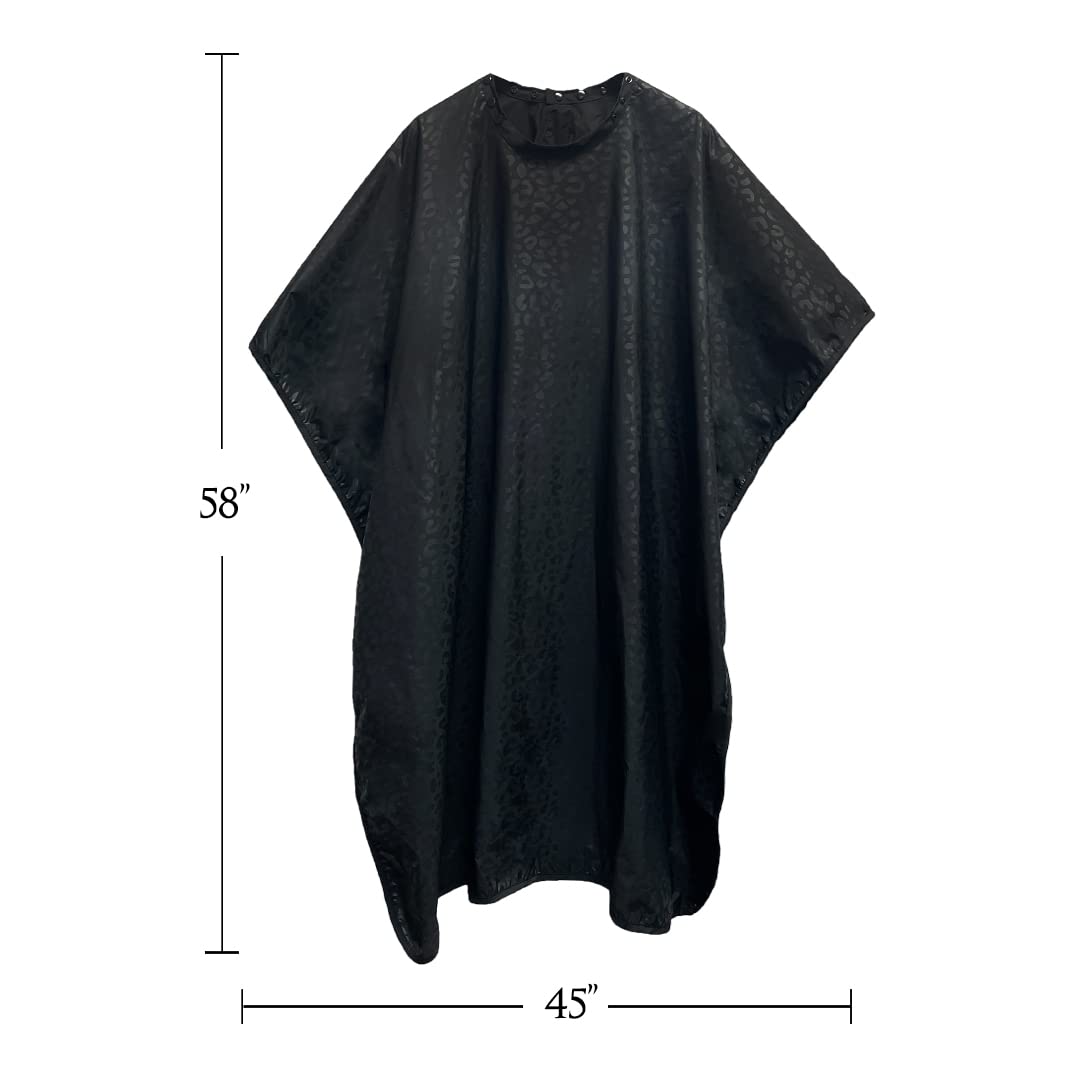 Betty Dain Black Jaguar Bleach-proof All Purpose Styling Cape, Material Defends Against Bleach Stains, Color Proof, Chemical Proof, Waterproof, Lightweight Embossed Nylon, Black