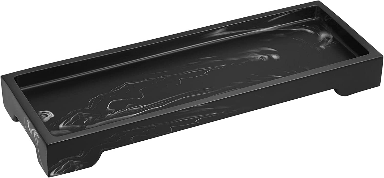 Luxspire Marble Tray for Soap Dispenser Perfume Jewelry, S, Ink Black