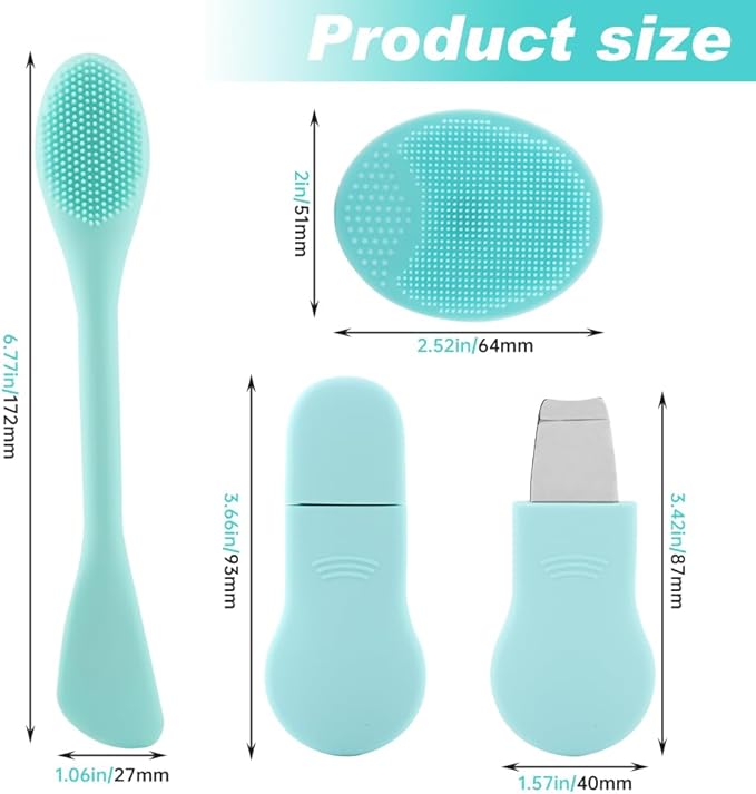 Blackhead Remover Tool Set,Silicone Blackhead Scraper,Face Scraper and Pore Cleaning Brush,Skin Scrubber Face Spatula for Deep Cleansing,Face Exfoliator Scrubber for Women Men