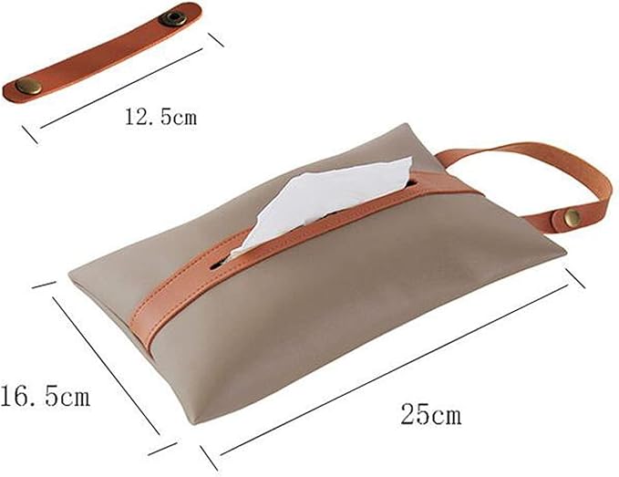 Spotact Tissues Box PU Leather Facial Paper Storage Case Rectangular Organizer Holder Decor with Hanging Strip for Kitchen Restaurant Countertops Bedroom Dressers Night Stands Desks (Brown)