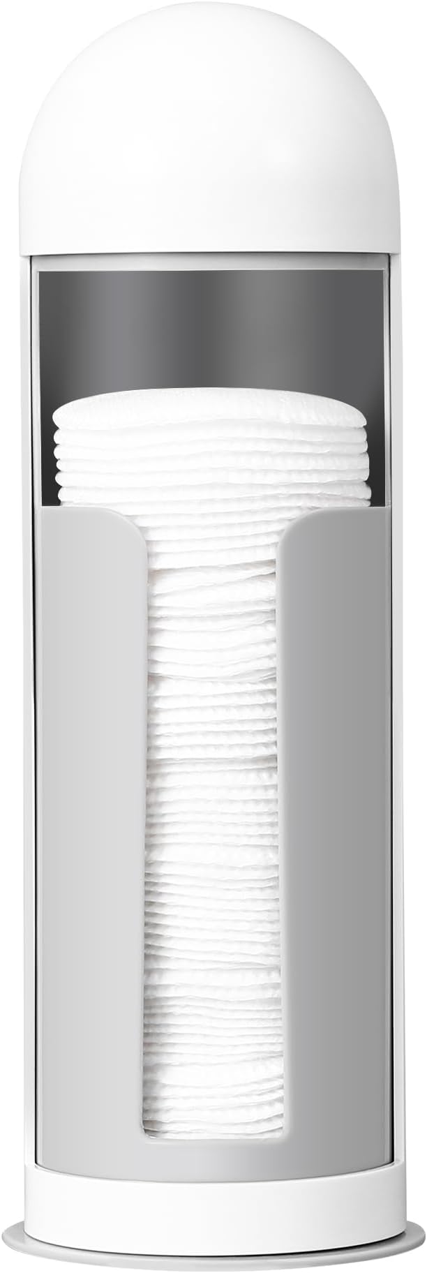 bodkar Cosmetic Cotton Pad Rounds Holder with Rotating Lid, Dust Proof Cotton Pads Dispenser Modern White Plastic Organizer Storage