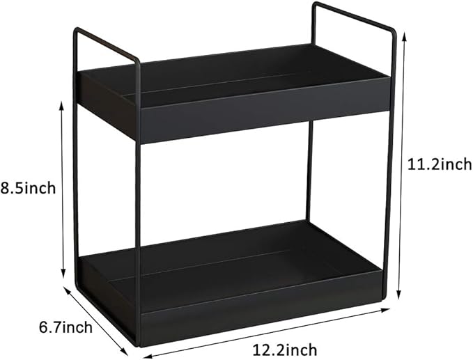 KINGBERWI 2 Tier Bathroom Counter Organizer, Standing Vanity Organizer Shelf for Bathroom Storage Organization, Countertop Skincare Makeup Organizers Holder, Black