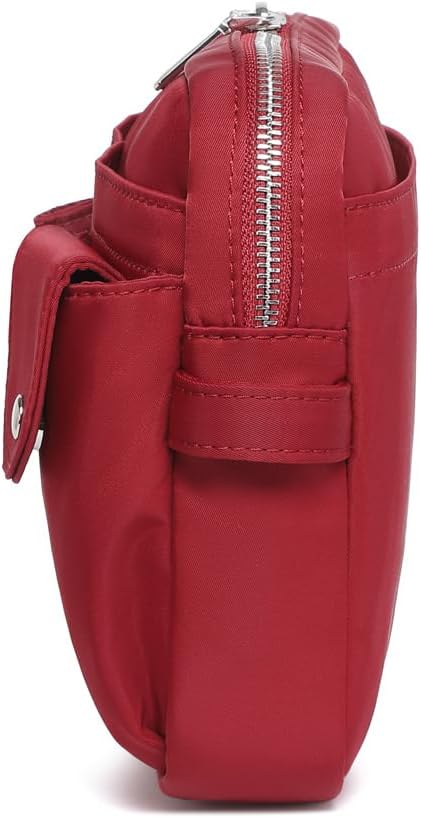 Storage Bag-arge Cosmetic Bag for Women Travel Makeup Bag Zip Up Bag Pure Cotton Canvas Can be Suspended (Burgundy Red)
