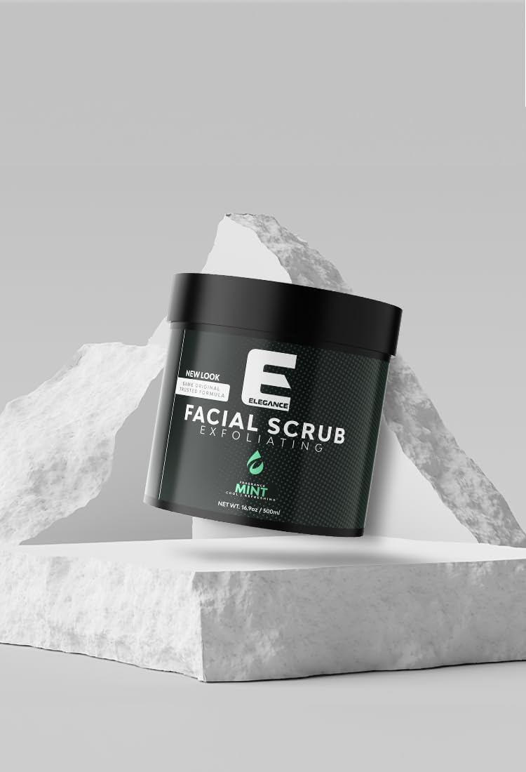 Elegance Natural Face Scrub, 16.9 Oz, Mint Based Facial Scrub, Exfoliate and Eliminate Impuritites for a Healthy and Hydrated Glowing Skin