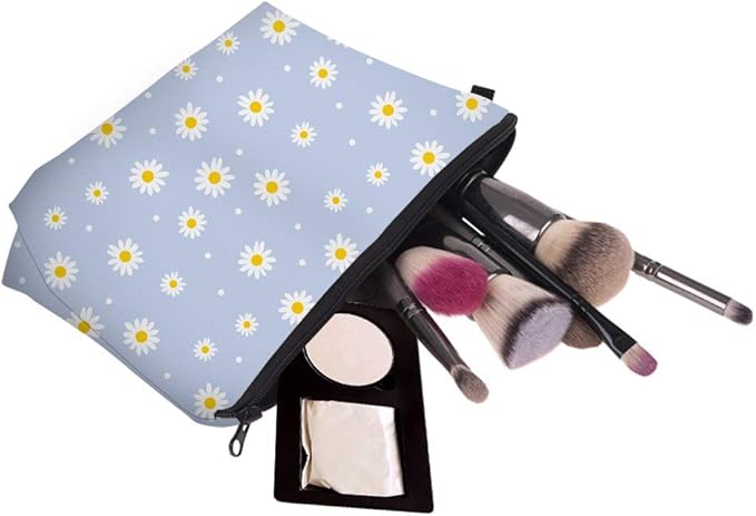 Aiphamy Cute Travel Makeup Bag Cosmetic Bag Small Pouch Gift for Women (Daisy)