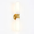 2 Light Brushed Brass Gold Bathroom Light Fixture Over Mirror, Modern Farmhouse Bathroom Vanity Lights with Milky White Frosted Glass Shade, Wall Sconce for Hallway Cabinet Bedroom Porch