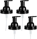 Amolliar Mason Jar Foaming Soap Dispenser Lids, Plastic Foam Pump Lids for Regular Mouth, Foaming Replacement Pump Set, Farmhouse Kitchen BathroomShower, Includes Waterproof Stickers - 4 Pack, Black