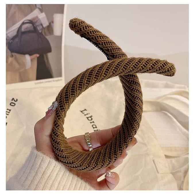 DOXISHRUKY Headbands for Women Wide Knitted Hairbands Fashion Non Slip Headband for Women's Hair Cute Solid Colors Hair Accessories 4pcs