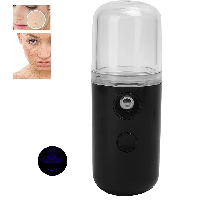 Nano Facial Mister, Mini Facial Steamer Face Humidifier Portable Sprayer, Handheld Face Mist Sprayer Rechargeable Moisturizing Hydrating Face Humidifier Sprayer (Black)