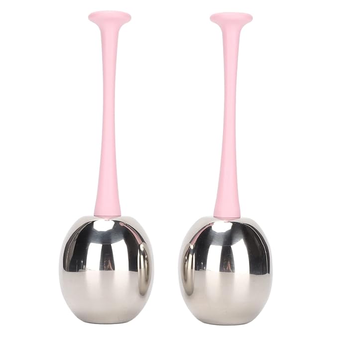 Glomora 2pcs Facial Ice Globes Stainless Steel Facial,Massage Reduce Puffiness Eliminate Fine Lines Ice Globes Cryo Sticks for Skin Care,Targets Dark Circles,Puffiness,Wrinkles (Pink Handle)