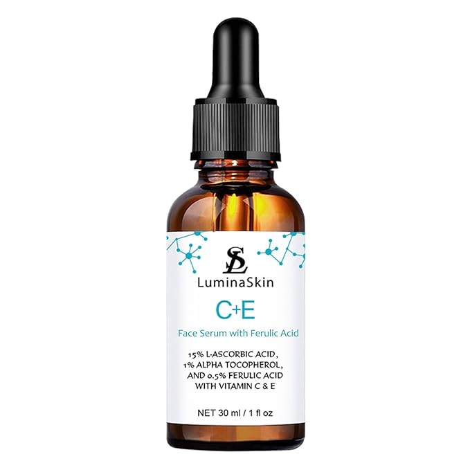 LuminaSkin Vitamin C Face Serum Vitamin CE Serum with Ferulic Acid for Women Vitamin E and Ferulic Serum Skin Care - Vitamin C Serum for Face - Dark Spot Corrector, Anti Aging Face Care 1 Oz