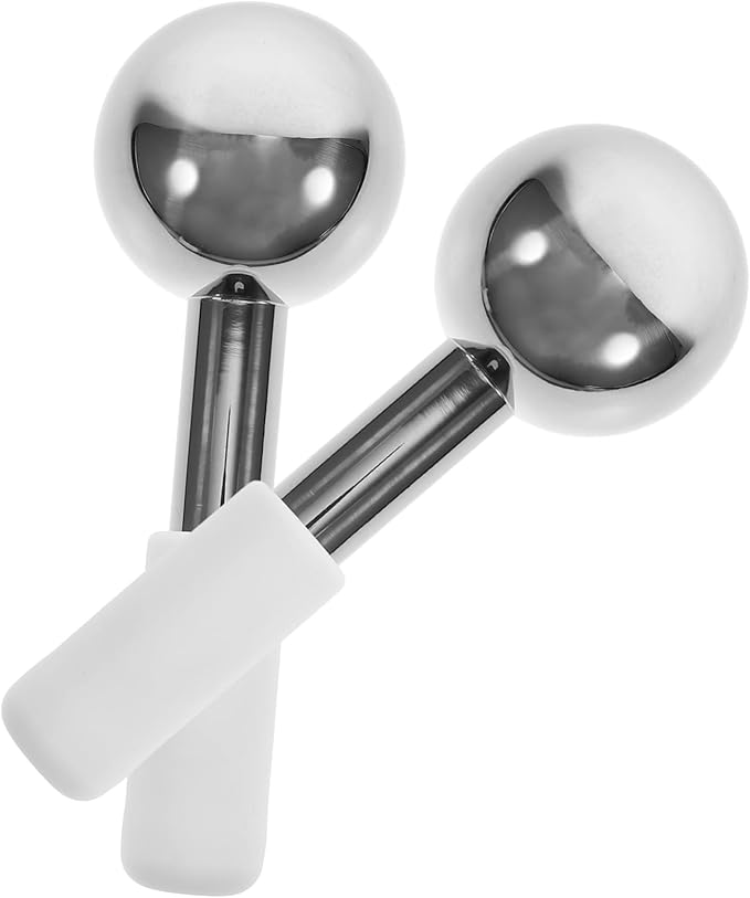 2pcs Stainless Steel Face Ice Globes Massage Balls for Facial Roller for Skincare Suitable for Skin Types Massage Tool