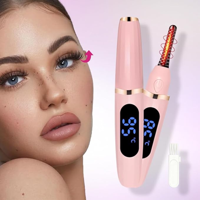 Heated Eyelash Curler, for Long-Lasting Curl, Fast Heating Portable Eyelash Curler for Daily Makeup & Travel, Anti-Scald Design with Multiple Temperature Settings, Valentine's Day Gift