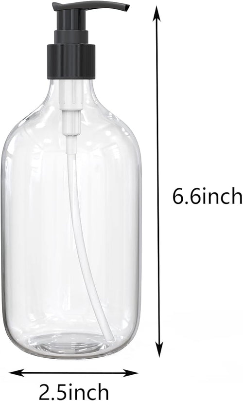 10 Ounce Clear Plastic Pump Bottle Dispenser, Refillable Empty Bottle Container with Pump for Essential Oil Soap Lotion Shampoo, 2 Pcs