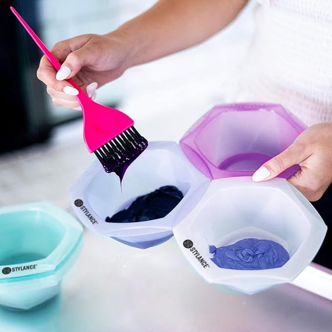 STYLANCE Multi-Colored Connect & Color Bowl Set, Hair Color Mixing Bowls, Hair Bleach, Hair Dye, Coloring kit,Color Palette, 7 Pack