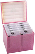 Sisiter 10 Layers Acrylic Eyelash Storage Box,Eyelash Holder Extension Tool,Makeup Organizer False Eyelashes Glue Pallet Holder, Grafting Eye lashes Close-Packed Display with 10 Pallets (pink)