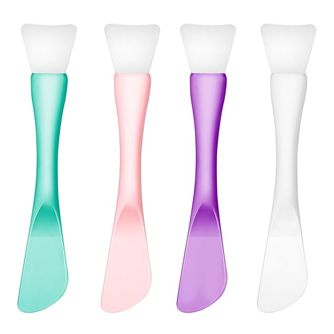 Face Mask Applicator, 4 PCS Silicone Face Mask Brush Reusable Double-Ended Facial Masks Brush Washable Facial Masks Spatula Beauty Tools for Apply Cream Lotion Mud Clay Gel Foundation